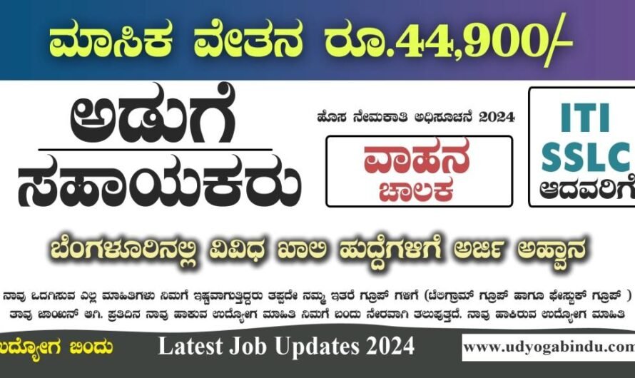 ಅಡುಗೆ ಸಹಾಯಕರು ಚಾಲಕರು ವಿವಿಧ ಹುದ್ದೆಗಳು  – LPSC Recruitment 2024 – Complete Details